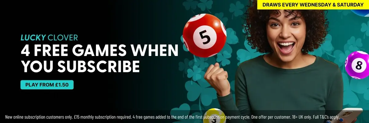 Lucky Clover — 4 free games when you subscribe. Play from £1.50.